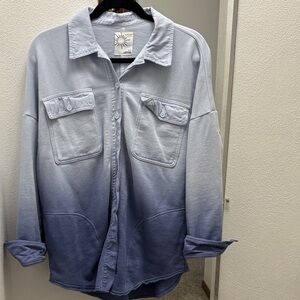 Aerie Ombre Button-Up Shirt in Light to Denim Blue